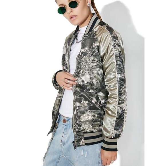 Members Only Jackets & Blazers - Members Only Satin Floral Reversible Bomber Jacket